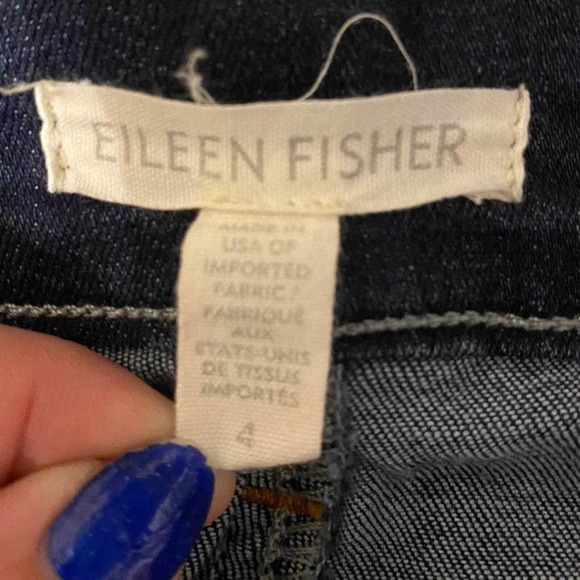 EILEEN FISHER Dark Wash Organic Cotton Blend Skinny Jeans Womens Size 4 - Picture 5 of 6